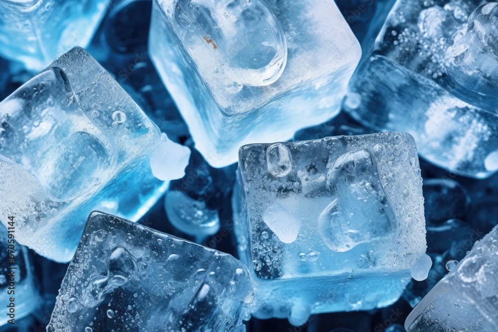 Obraz premium Frozen Purity: Close-up view of ice cubes showcasing clarity and coldness
