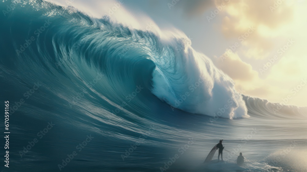 surfing the wave. surfer surfing on top of the wave, fotorealistic. Stock Photo Adobe Stock