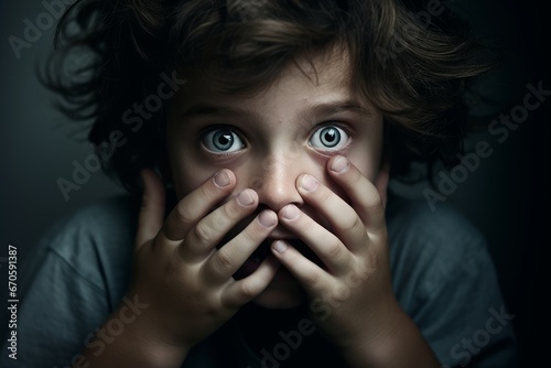 photo Show the authentic expression of a child dealing with fear and anxiety. Generative AI photo