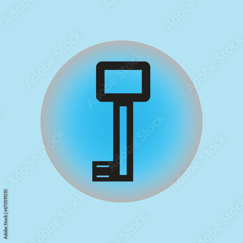 Blue button with a black key symbol on it