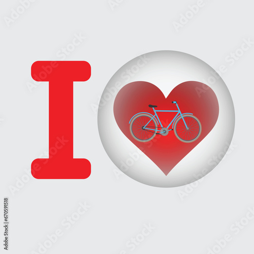 Letter I with a heart and a bicycle symbol on it 