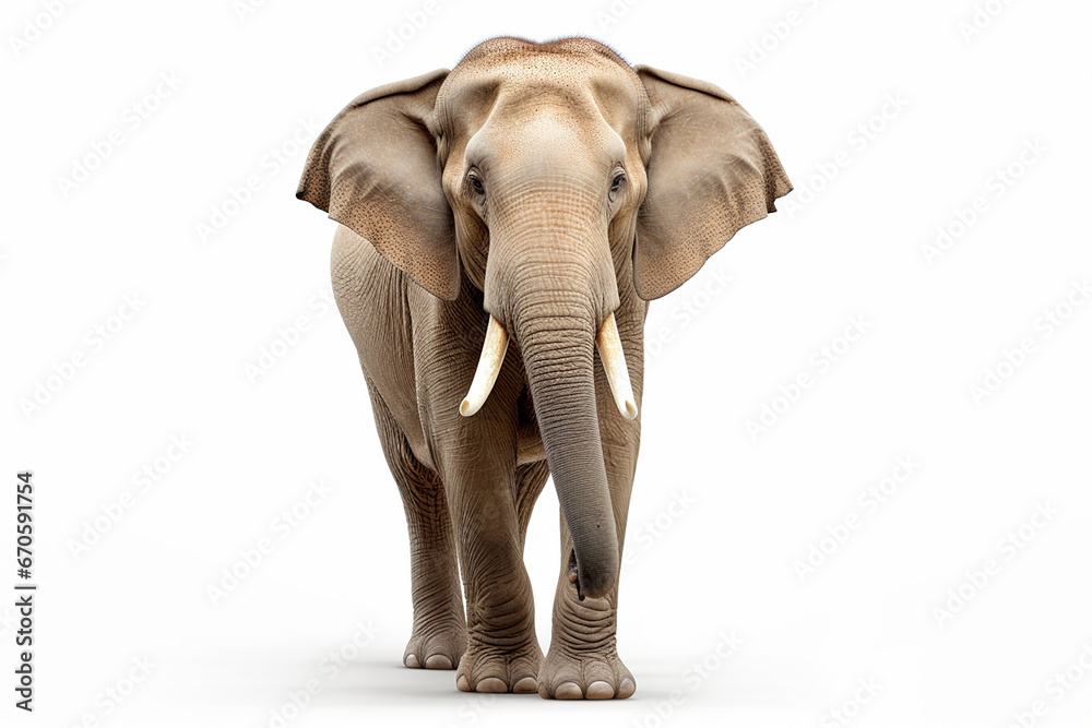 Obraz premium Asian Elephant Isolated On White, Asian Elephant On White Background, Asian Elephant, Elephant