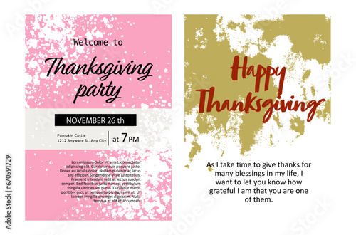 感謝祭,Thanksgivingのベクターテンプレート。
招待状、カード、メッセージカード、便箋、フレームへの使用もOK!