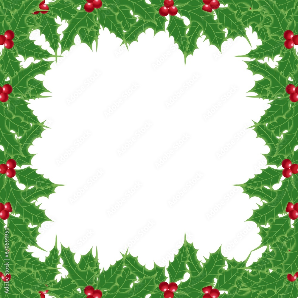 Christmas mistletoe frame with red berries isolated on white background Christmas mistletoe frame with red berries isolated on white background