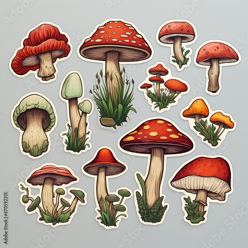 Briefmarke, Pilze, Natur, Herbst, Zeichnung, Cartoon, Abbildung, Kunst, Design, stamp, mushrooms, nature, autumn, drawing, cartoon, illustration, art, design