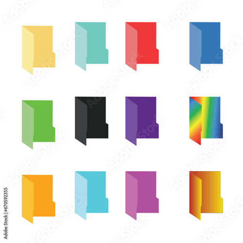 Set of colorful folders icon, Collection of Multi-Colored Rainbow Folder, windows folder