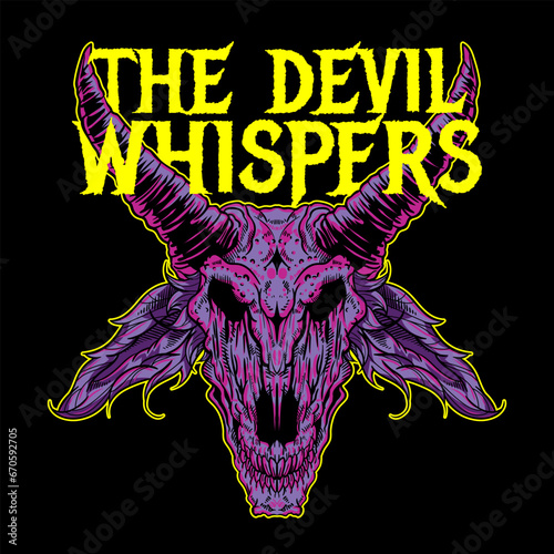 Aggressive demon beast head in colorful style vector illustration
