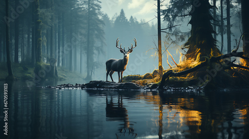 deer on the river