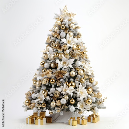 Christmas tree decorated on Christmas Day, created by AI photo