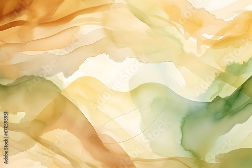 A Light Brown, Green, Olive, Sage, and Beige Abstract Watercolor. An Artistic Background Perfect for Your Creative Design Projects