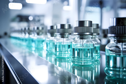 Medical Vials on the Production Line at a Pharmaceutical Factory. Witness the Pharmaceutical Machine in Action, Ensuring the Quality Production of Pharmaceutical Glass Bottles