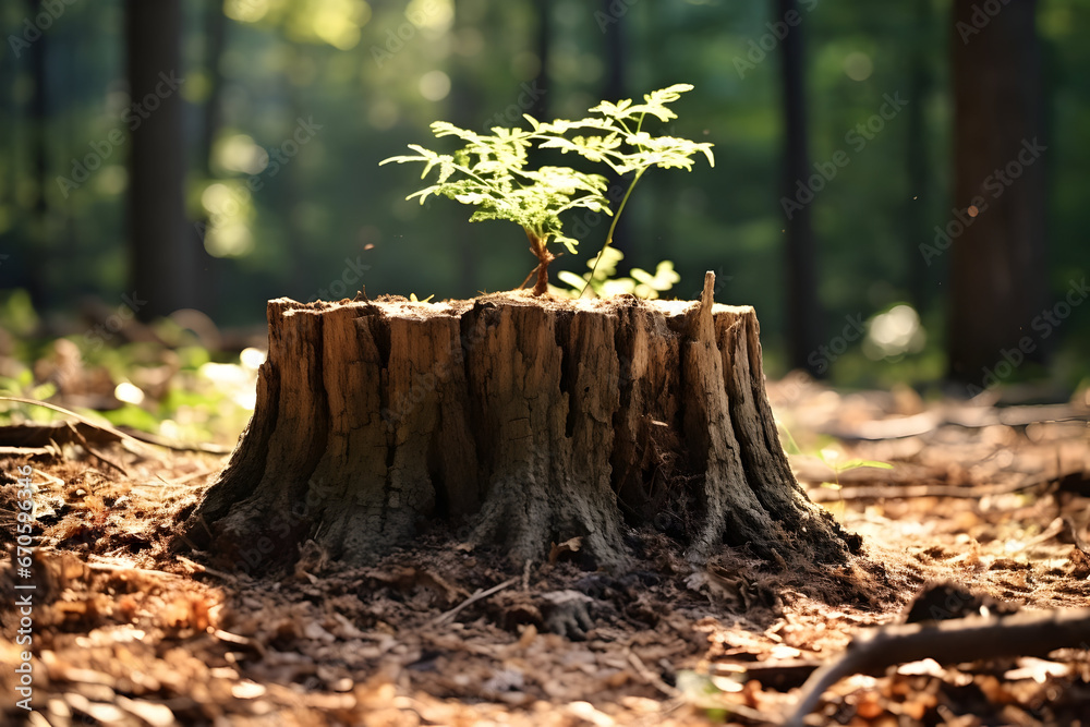A Young Tree Emerging from the Hollow of an Old Tree Stump, Symbolizing the Continuity of Nature's Cycle Renewal of Life A Young Tree Emerging from the Hollow of an Old Tree Stump, Symbolizing the Continuity of Nature's Cycle Renewal of Life