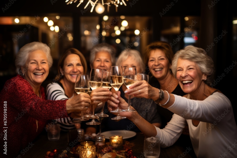A Joyous Celebration of Friendship as Close Friends Raise Their Champagne Glasses in a Heartfelt Toast