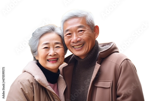 Portrait Elderly old couple Smile and show love to each other