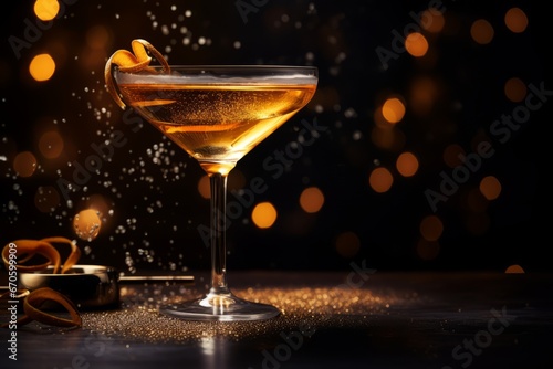 A Close-up Shot of a Sparkling Cocktail, Adorned with a Festive Garnish, Ready to Usher in the New Year's Celebrations