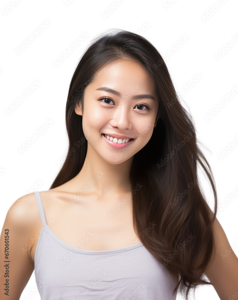Portrait of a beautiful young Asian woman smiling. Pretty model girl isolated background Portrait of a beautiful young Asian woman smiling. Pretty model girl isolated background