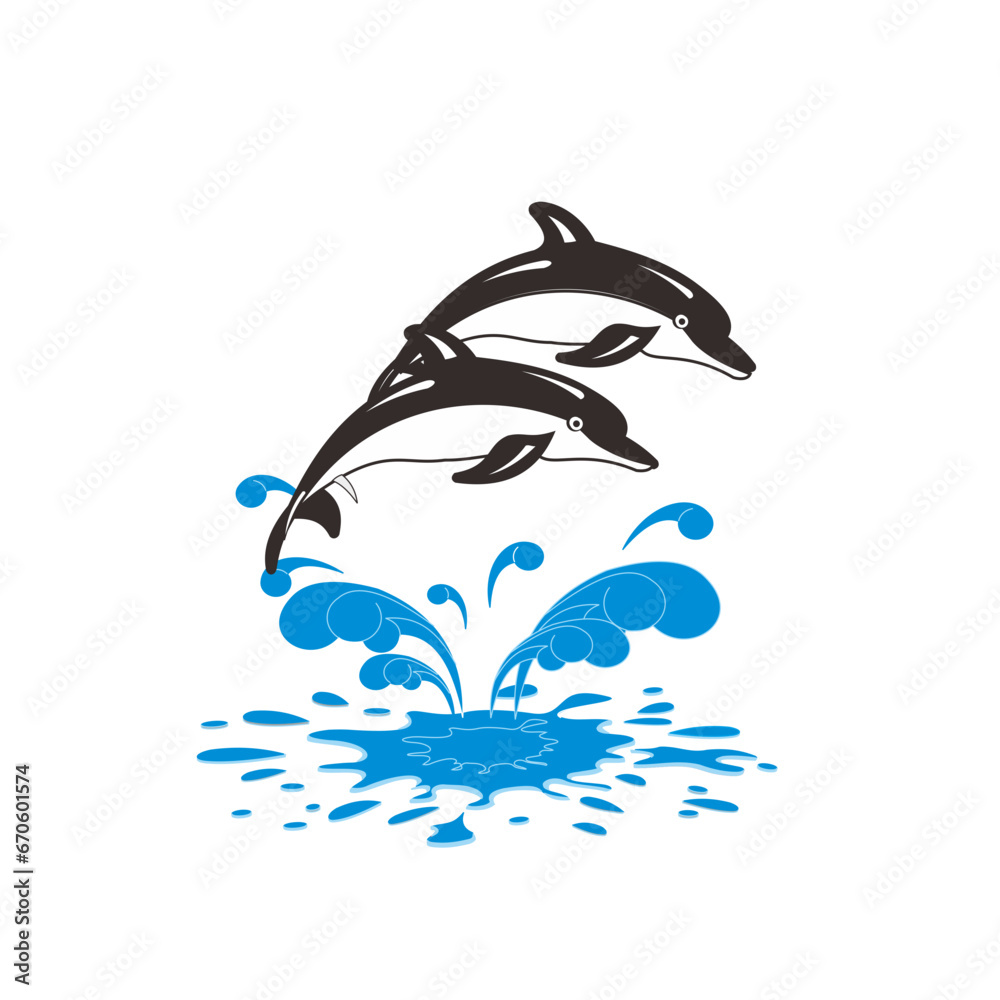Obraz premium two dolphins silhouette for logo