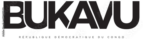 Bukavu in the Congo emblem. The design features a geometric style, illustration with bold typography in a modern font. The graphic slogan lettering.
