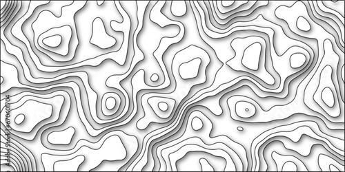 Trending modern abstract paper cut out Contour map background. Geography terrain & scheme. Topography grid counter map. Geographic line mountain relief with ines or wavy backdrop background. photo