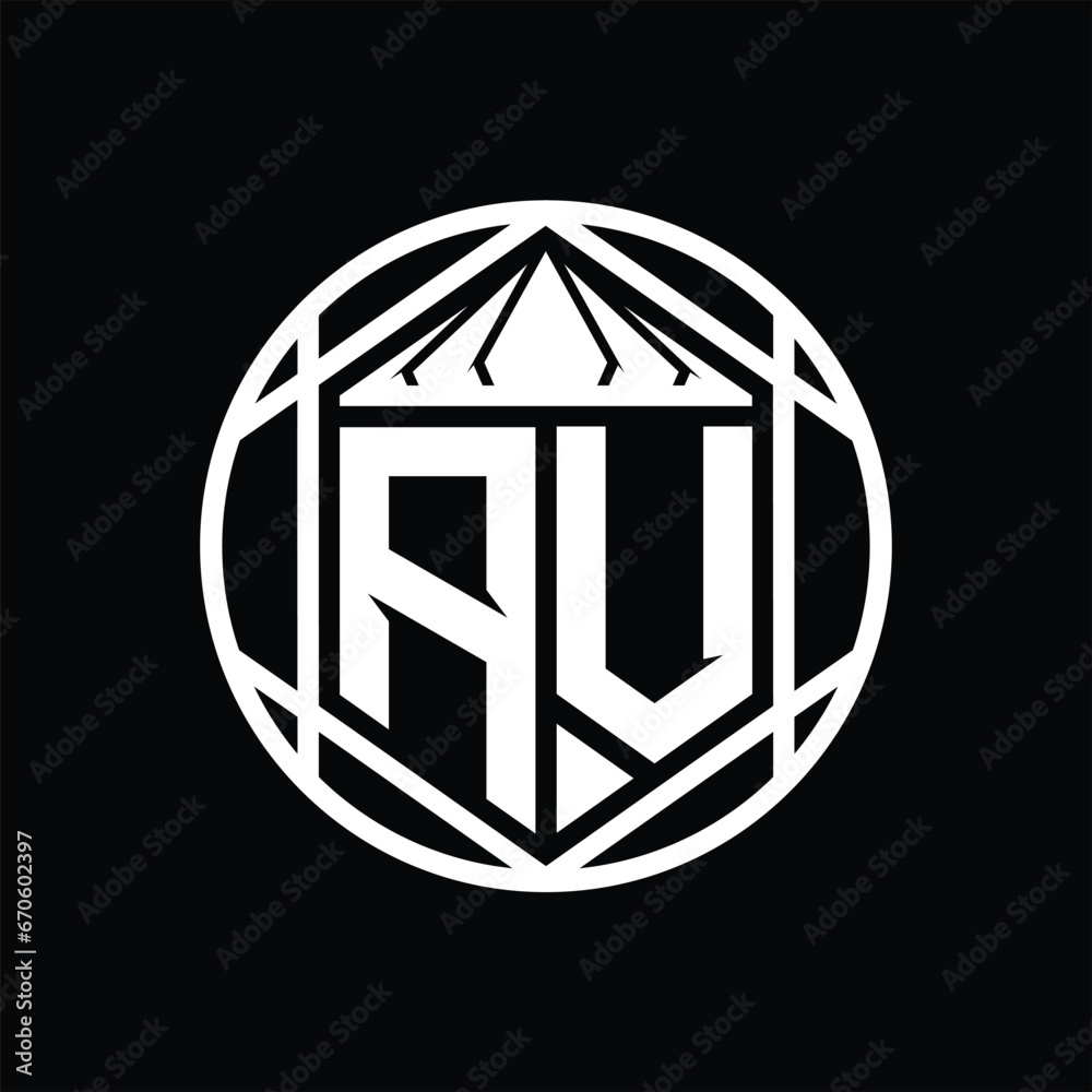 AV Letter Logo monogram hexagon slice crown sharp shield shape isolated circle abstract style design AV Letter Logo monogram hexagon slice crown sharp shield shape isolated circle abstract style design