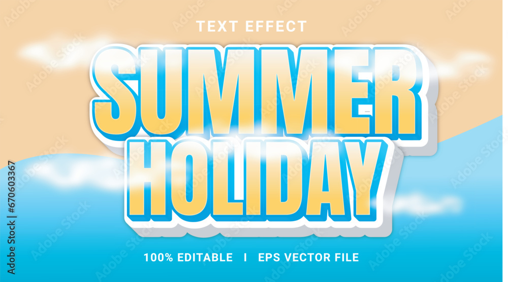 Best 3d editable summer holiday text effect vector graphic style