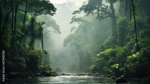 Deep tropical forest of natural light from Southeast Asia.