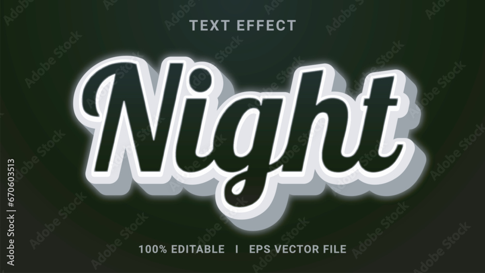Obraz premium Best 3d editable night text effect vector graphic style