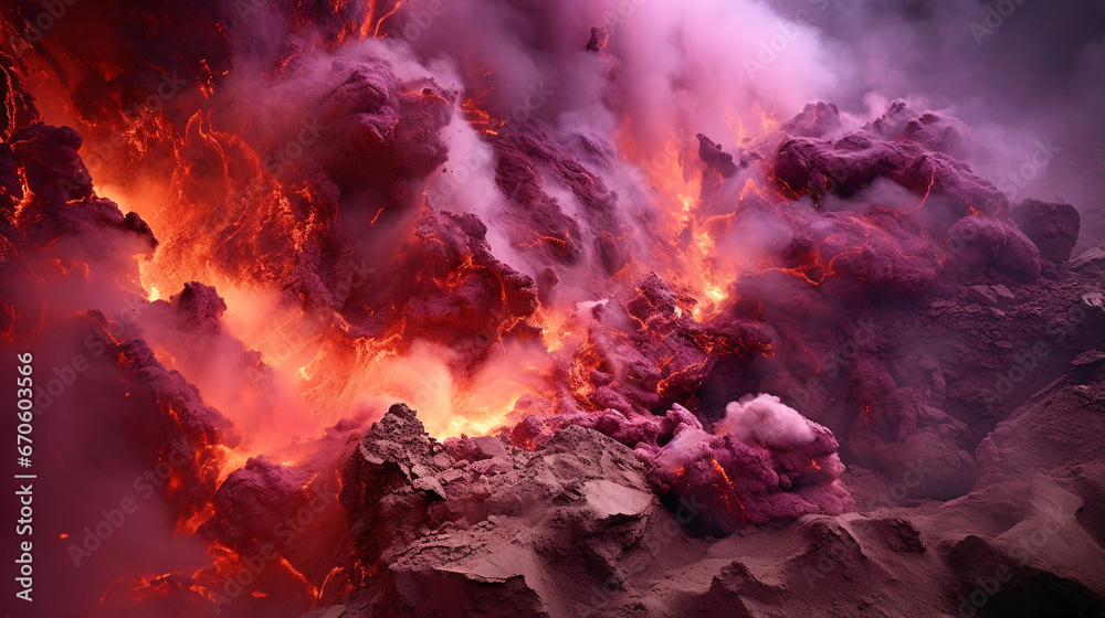 Magical volcanic eruption is the expulsion of colorful mist gases and Powders.