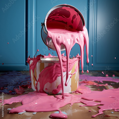 Farbe, pink, rosa, Farbeimer, Wand, malen, streichen, Design, gestalten, color, pink, pink, paint bucket, wall, paint, paint, design, shape,