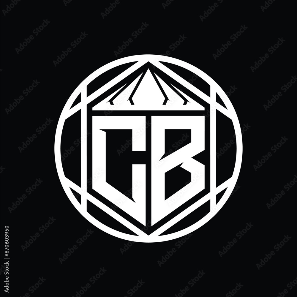 CB Letter Logo monogram hexagon slice crown sharp shield shape isolated circle abstract style design CB Letter Logo monogram hexagon slice crown sharp shield shape isolated circle abstract style design
