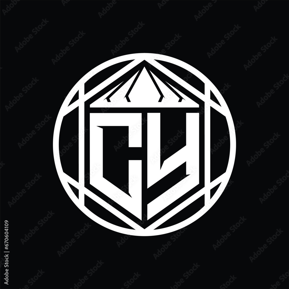 CY Letter Logo monogram hexagon slice crown sharp shield shape isolated circle abstract style design CY Letter Logo monogram hexagon slice crown sharp shield shape isolated circle abstract style design