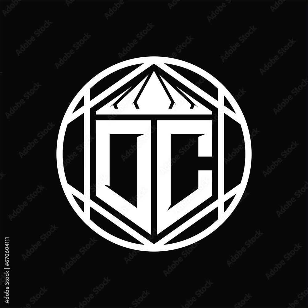 DC Letter Logo monogram hexagon slice crown sharp shield shape isolated circle abstract style design DC Letter Logo monogram hexagon slice crown sharp shield shape isolated circle abstract style design