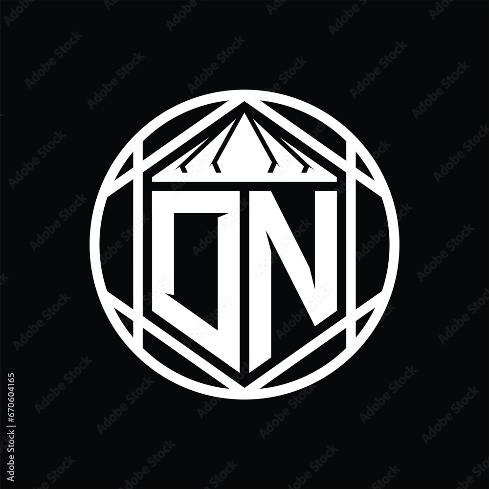 DN Letter Logo monogram hexagon slice crown sharp shield shape isolated circle abstract style design DN Letter Logo monogram hexagon slice crown sharp shield shape isolated circle abstract style design