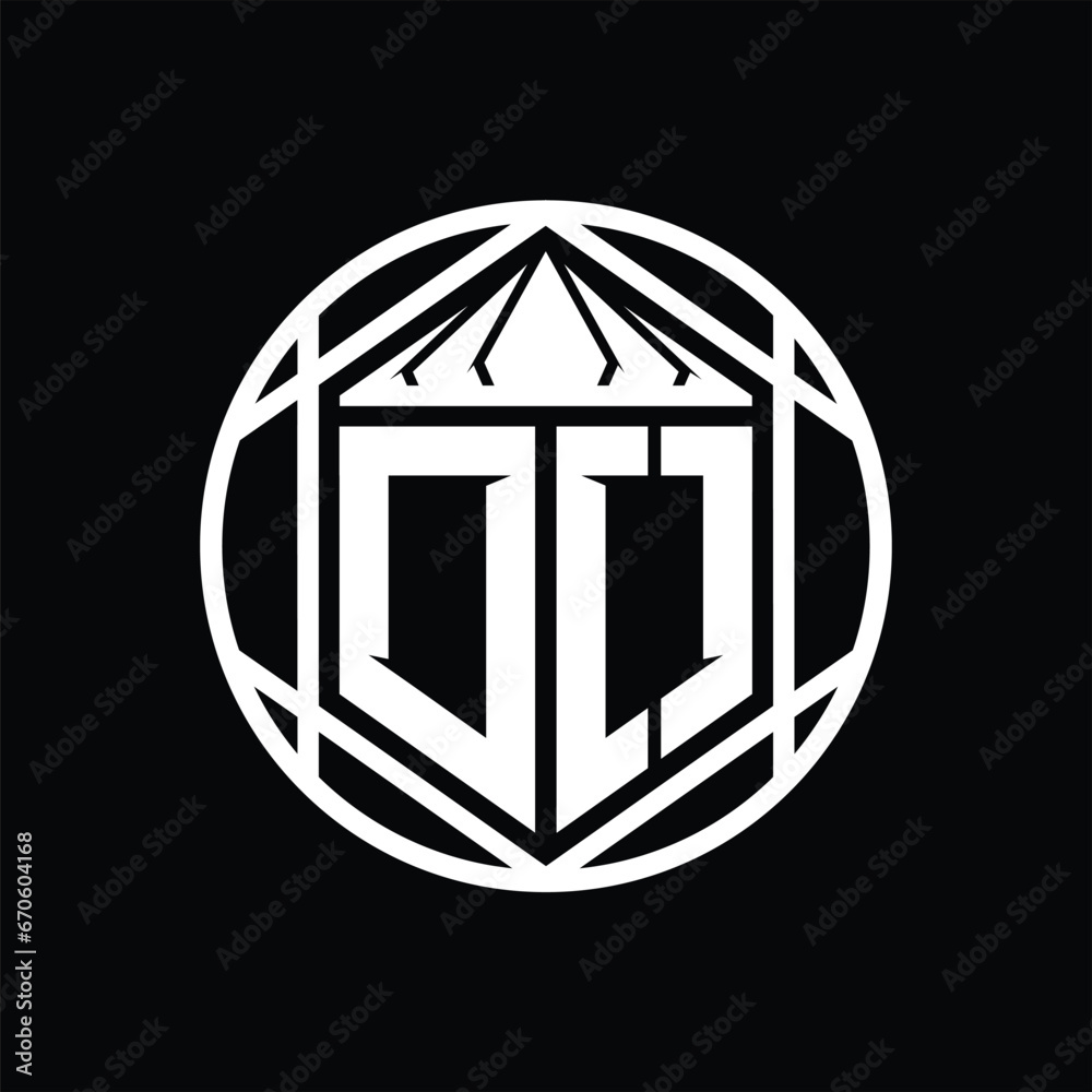 DO Letter Logo monogram hexagon slice crown sharp shield shape isolated circle abstract style design DO Letter Logo monogram hexagon slice crown sharp shield shape isolated circle abstract style design
