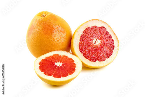 Red grapefruits  isolated on white background.