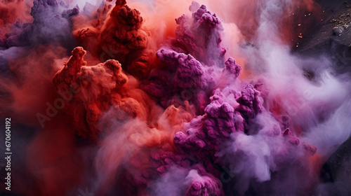 Magical volcanic eruption is the expulsion of colorful mist gases and Powders. © Akash