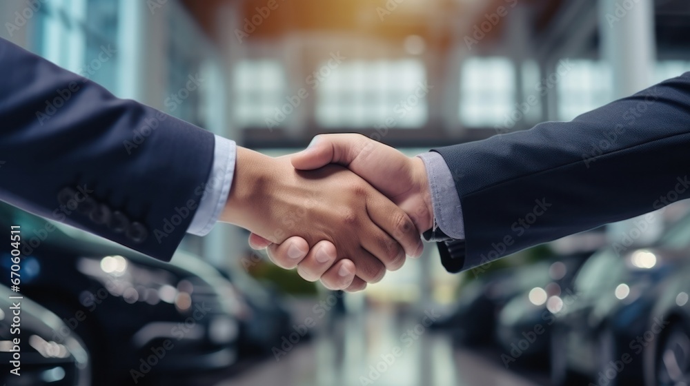 lease, rental car, sell, buy. Dealership shake hand customer for new Car. Sales, loan credit financial, rent vehicle, insurance, renting, Seller, dealer, installment, car care business.