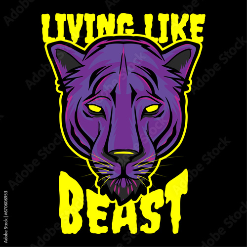 Aggressive demon beast head in colorful style vector illustration	 photo