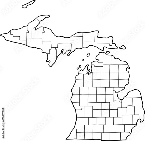 doodle freehand drawing of michigan state map.