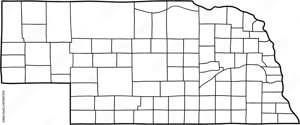 doodle freehand drawing of nebraska state map. - obrazy, fototapety, plakaty 