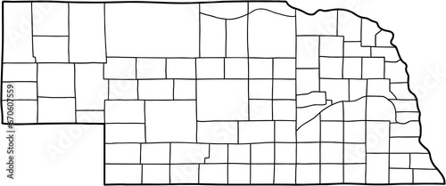 doodle freehand drawing of nebraska state map. photo