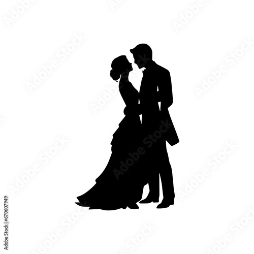silhouette of bride and groom