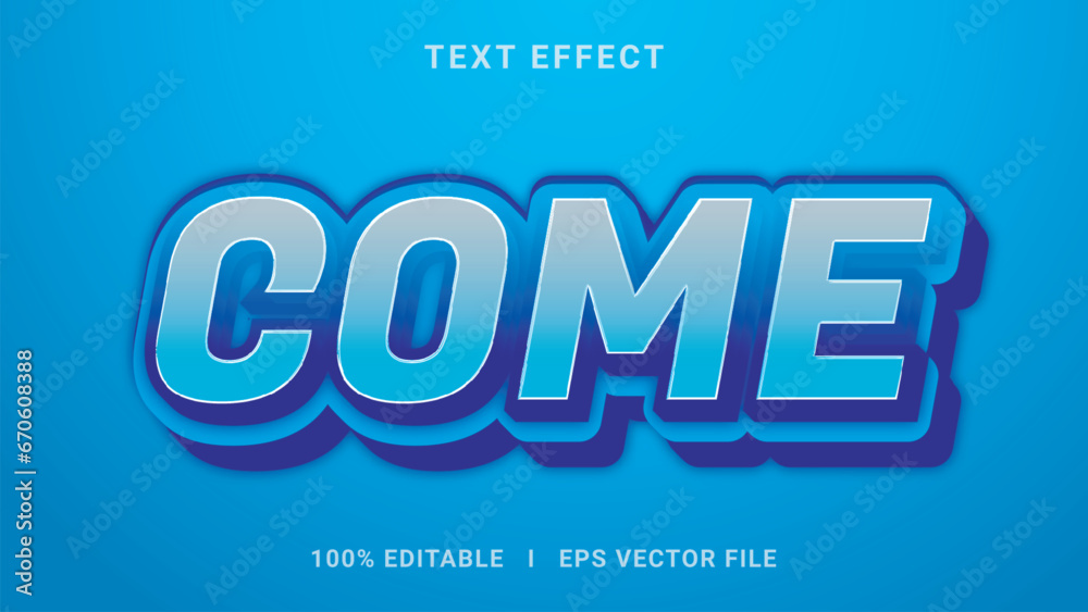 Vector come 3d text effect style