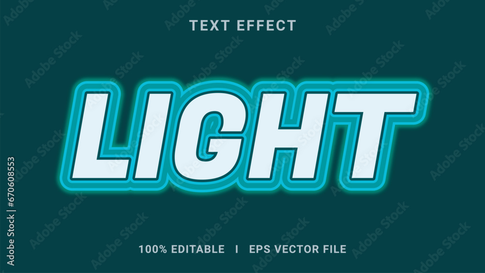 Vector light 3d text effect style