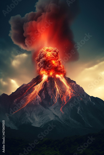 View of a volcanic eruption
