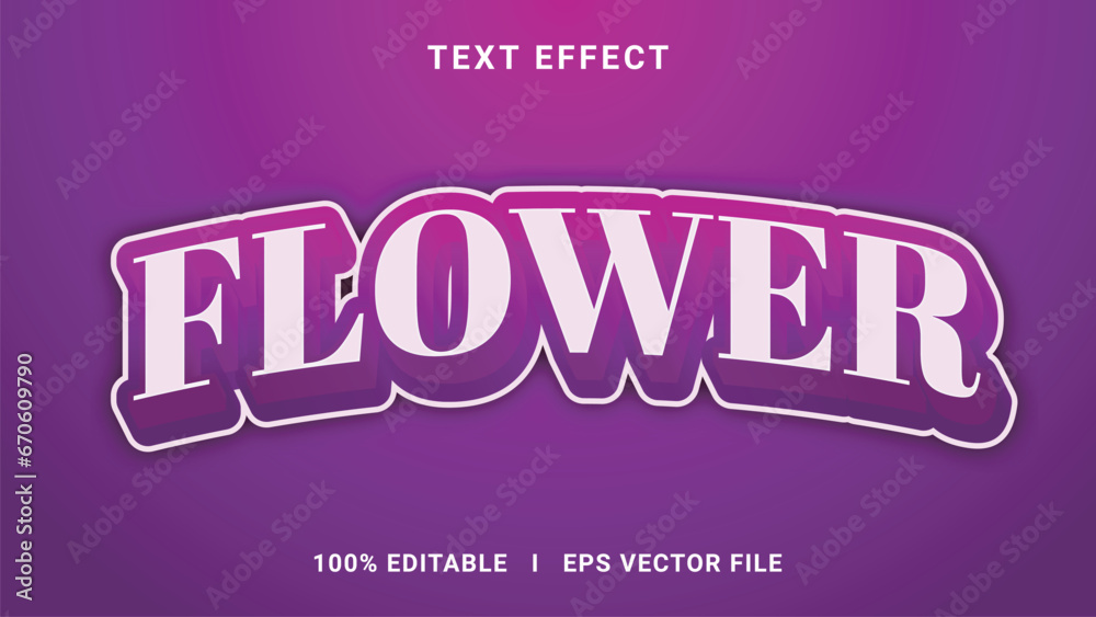 Vector flower 3d text effect style
