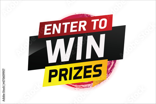 Enter to win prizes word concept vector illustration and 3d style for use landing page, template, ui, web, mobile app, poster, banner, flyer, background, gift card, coupon, wallpaper