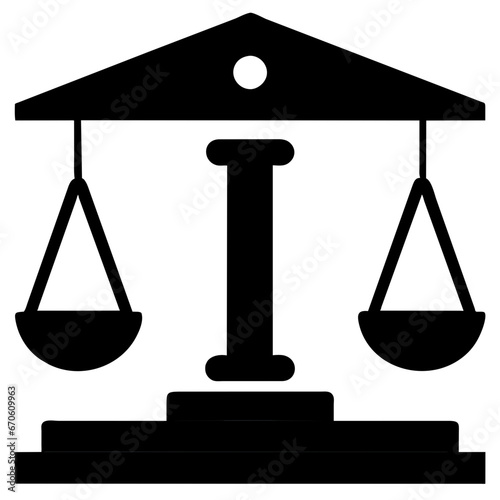 Scales isolated monochrome icon. Vector dual balance Themis scales of justice on decorative stand