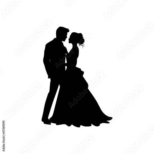 silhouette of bride and groom