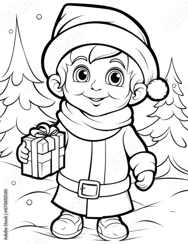 Printable Christmas coloring book with gifts